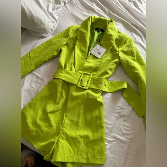 Missguided neon green blazer romper - Picture 1 of 3